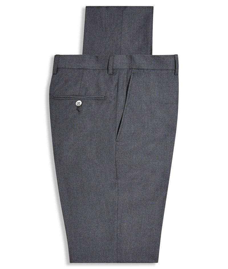Men's Grey Diamond Weave Stretch Formal Trousers | Double TWO